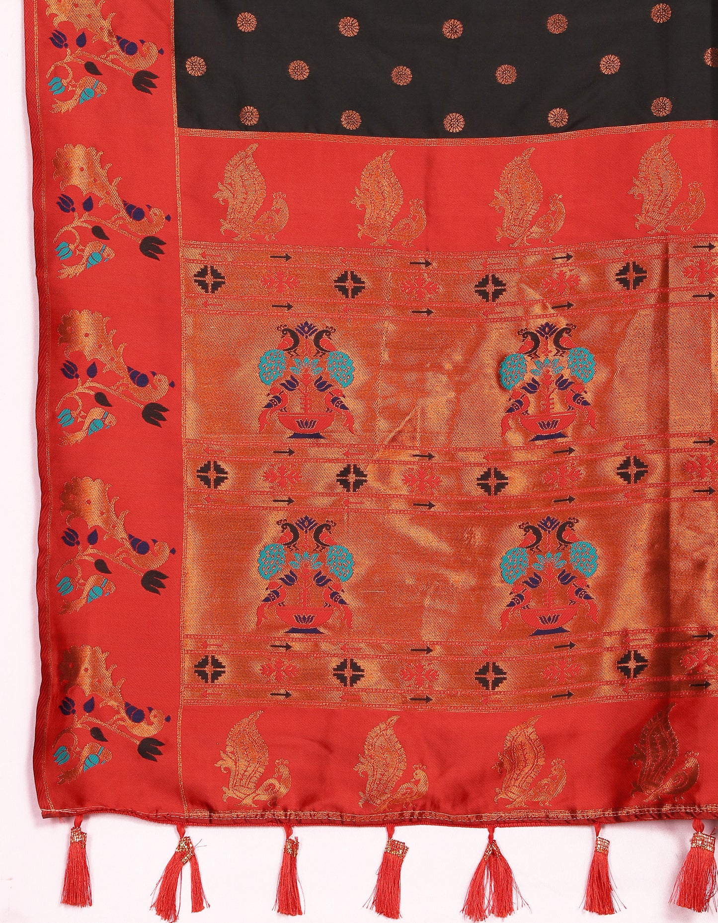 Banarasi Soft Silk Red And Black Saree