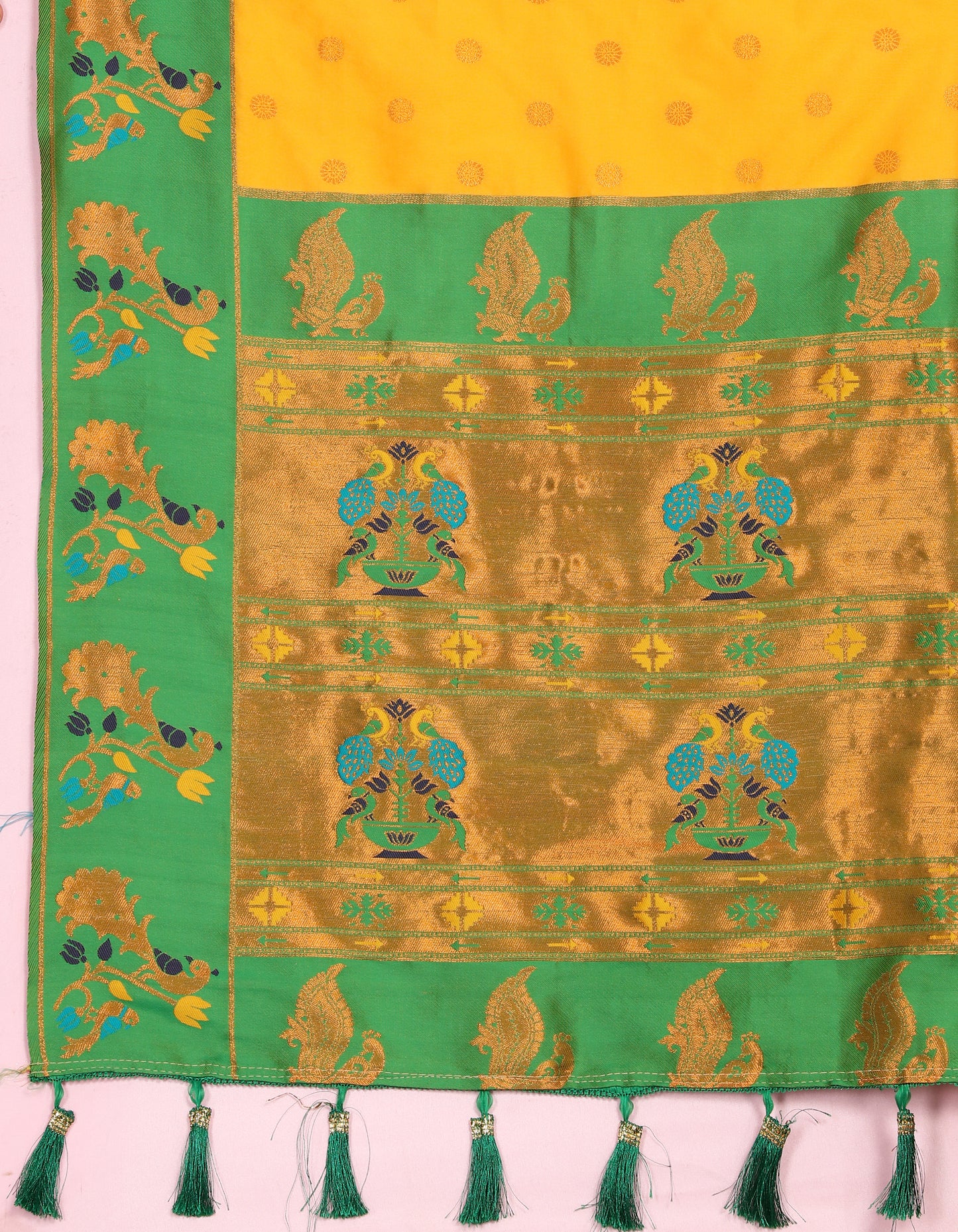 Banarasi Soft Silk Yellow And Green Saree