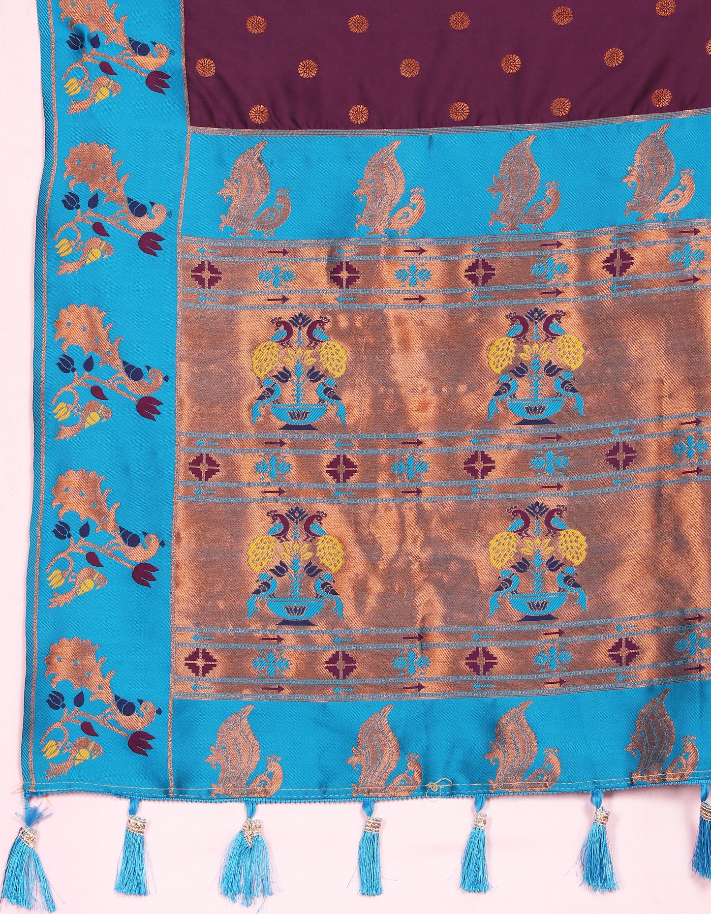 Banarasi Soft Silk Purple And Blue Saree