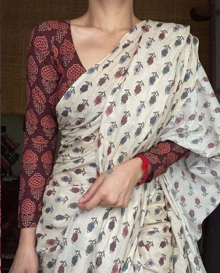 Chanderi Cotton Digital Floral printed Saree