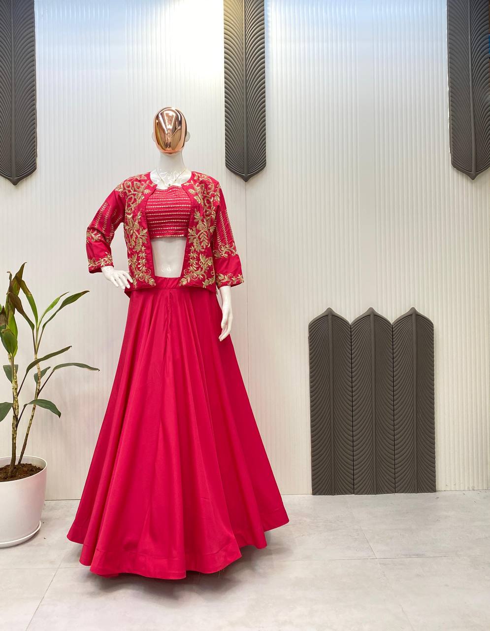 French Crape 3 Piece Lehenga Choli Set