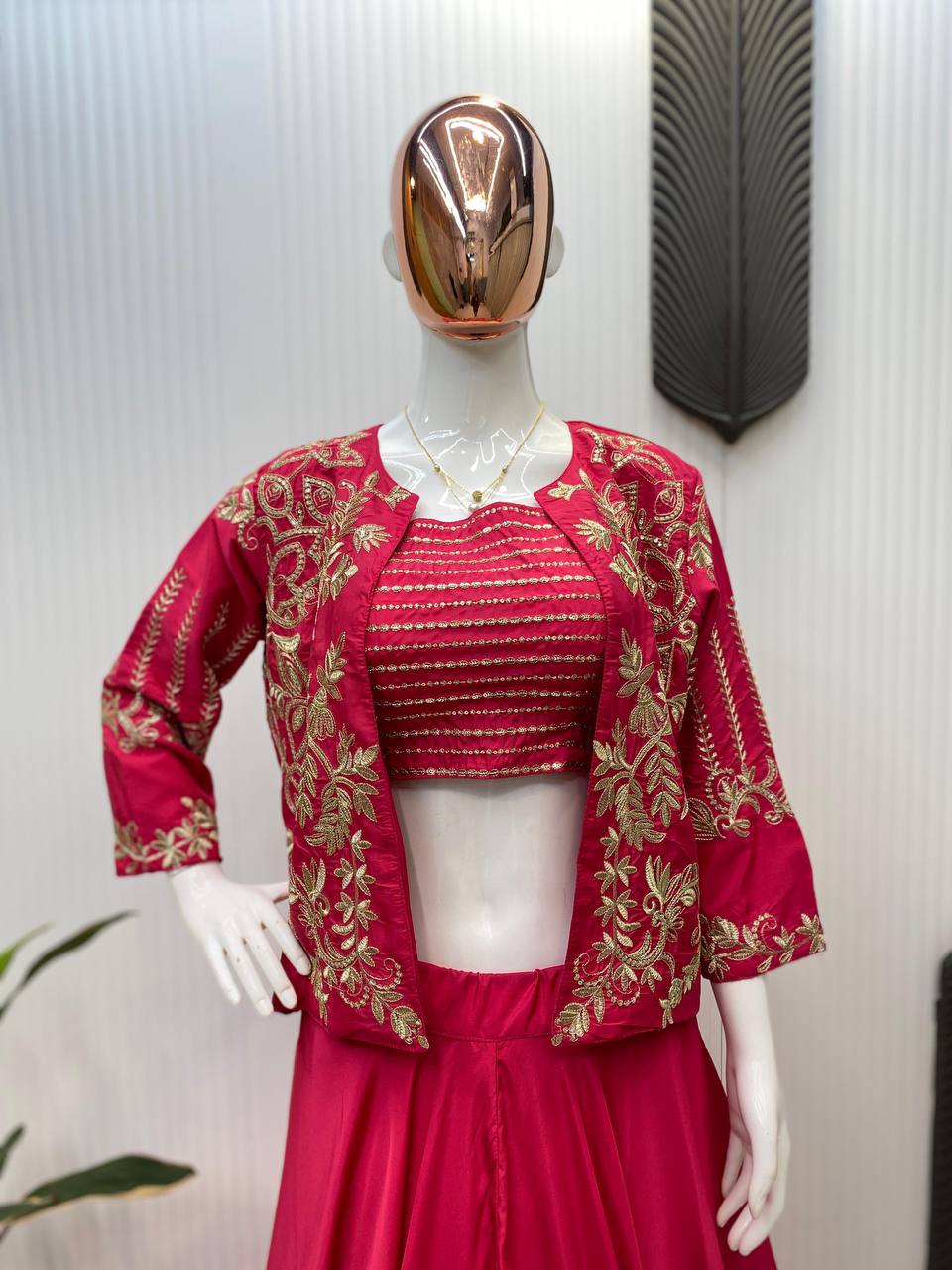 French Crape 3 Piece Lehenga Choli Set