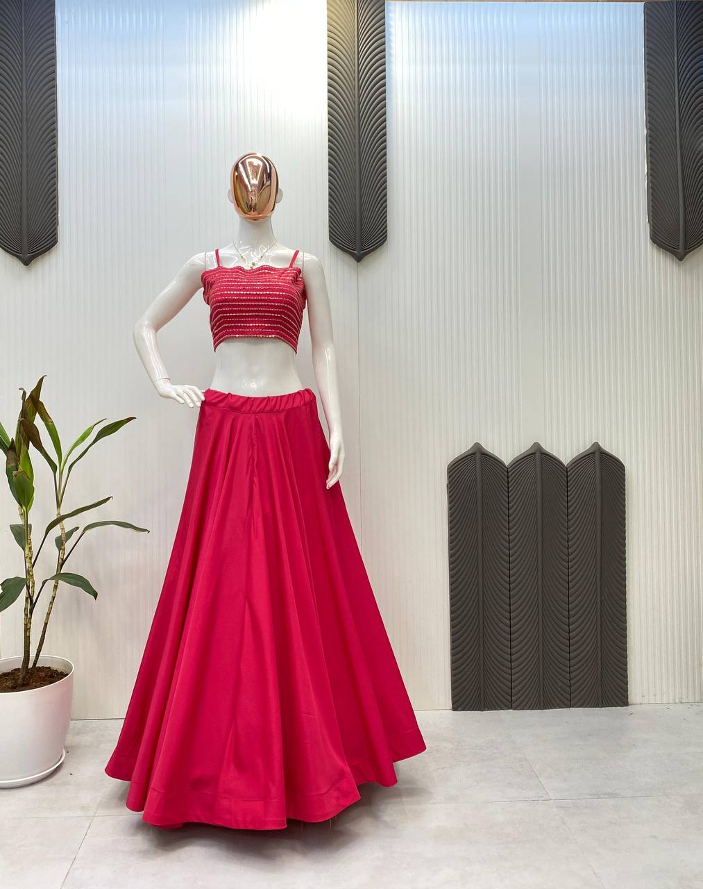 French Crape 3 Piece Lehenga Choli Set