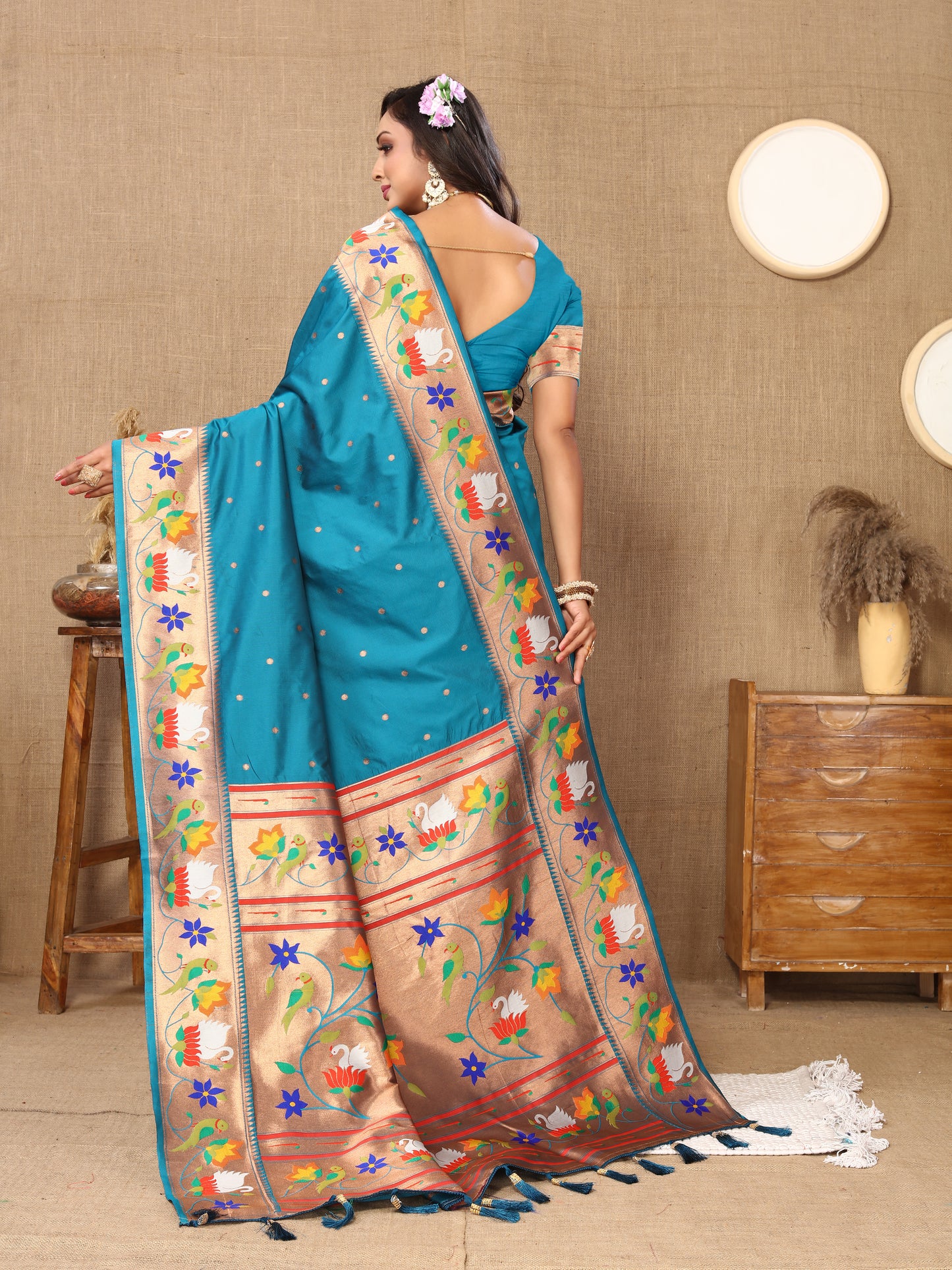 Soft  Paithani Rama Silk Saree