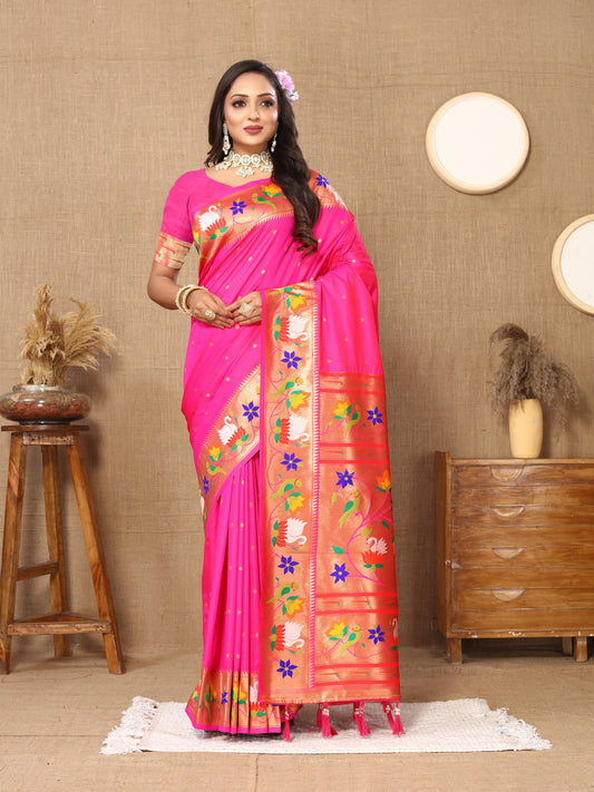 Soft  Paithani Rani Silk Saree