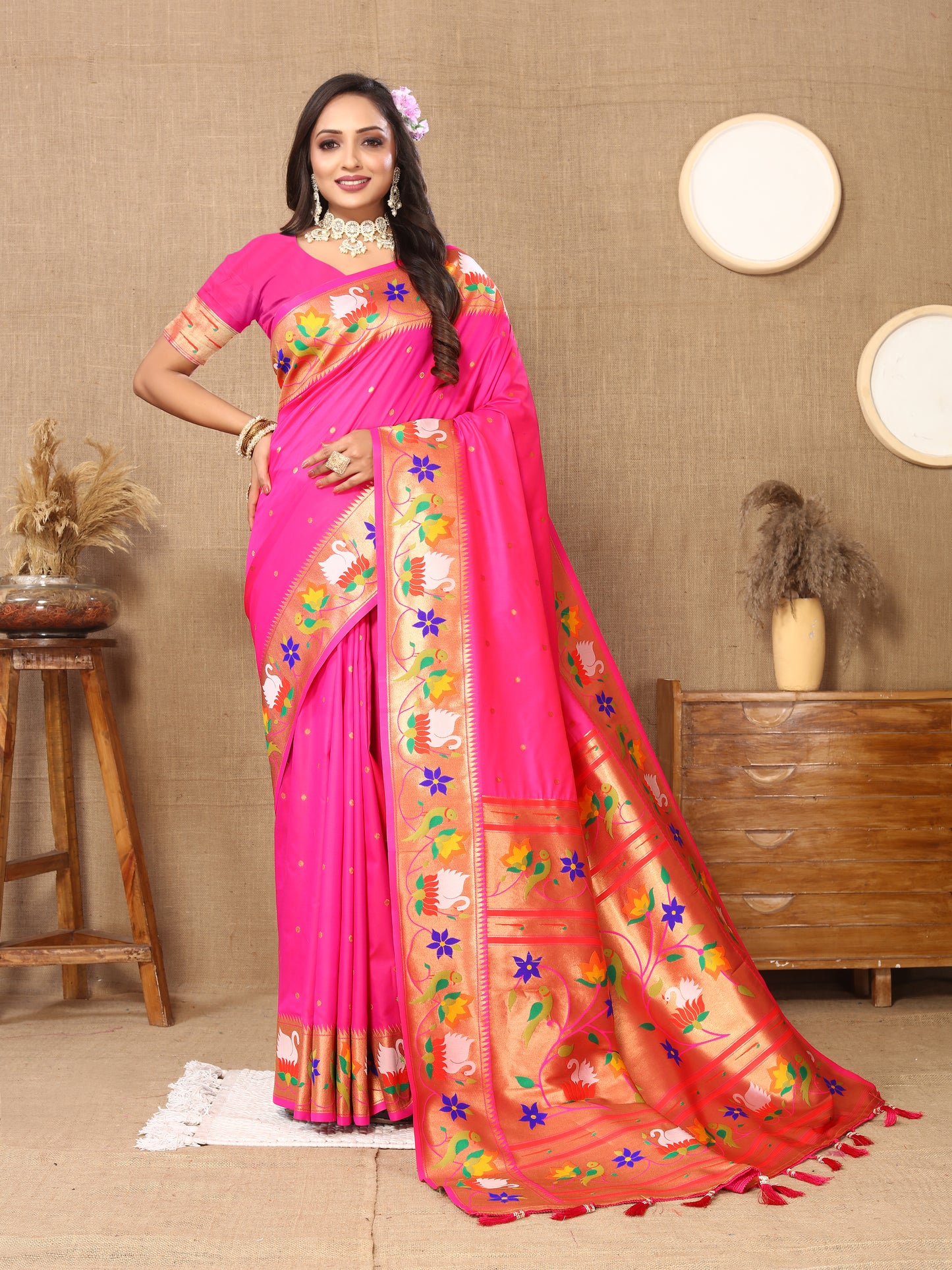 Soft  Paithani Rani Silk Saree