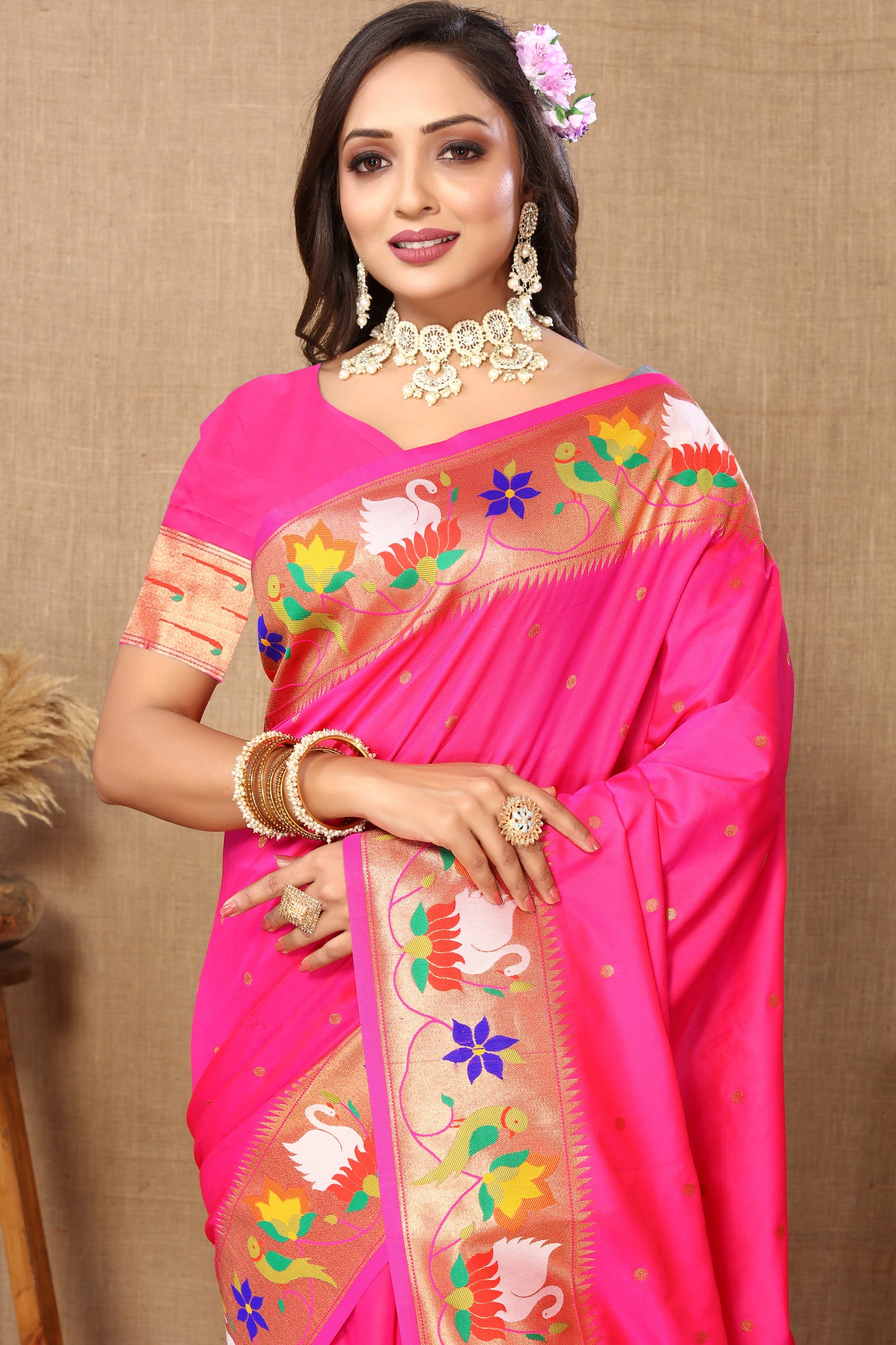 Soft  Paithani Rani Silk Saree