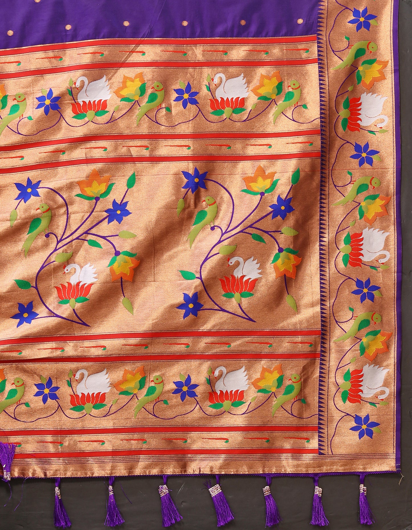 Soft  Paithani Violet Silk Saree