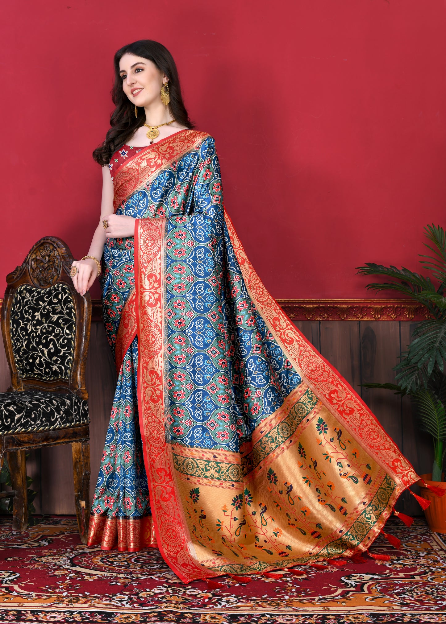 Soft  Pethani silk saree with Patola Print all over the saree