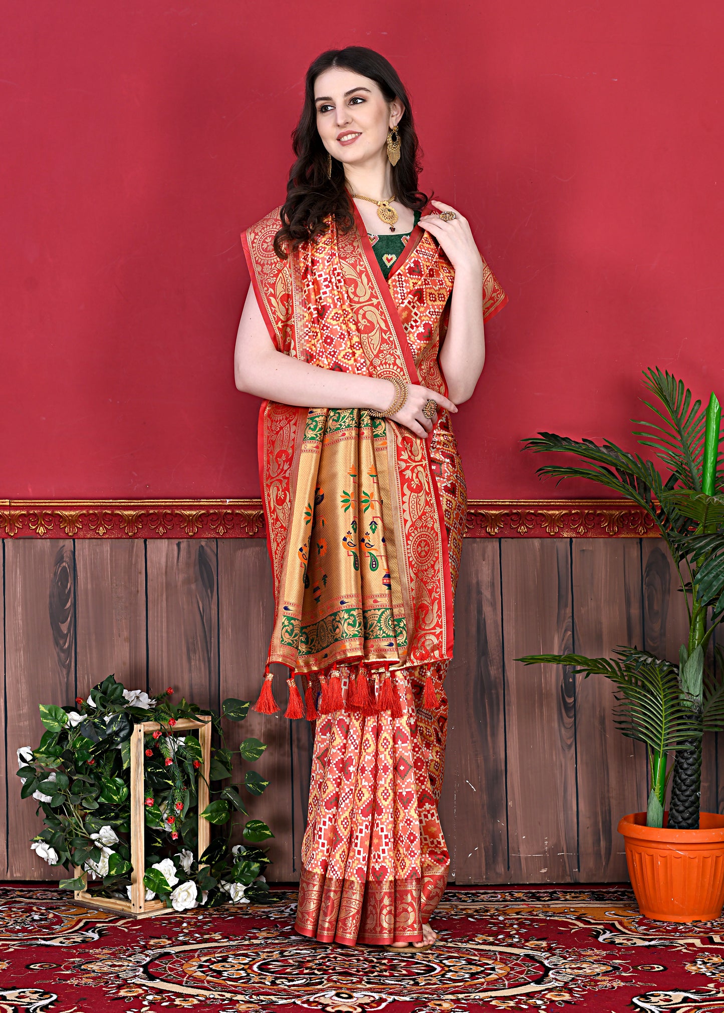 Soft  Pethani silk saree with Patola Print all over the saree