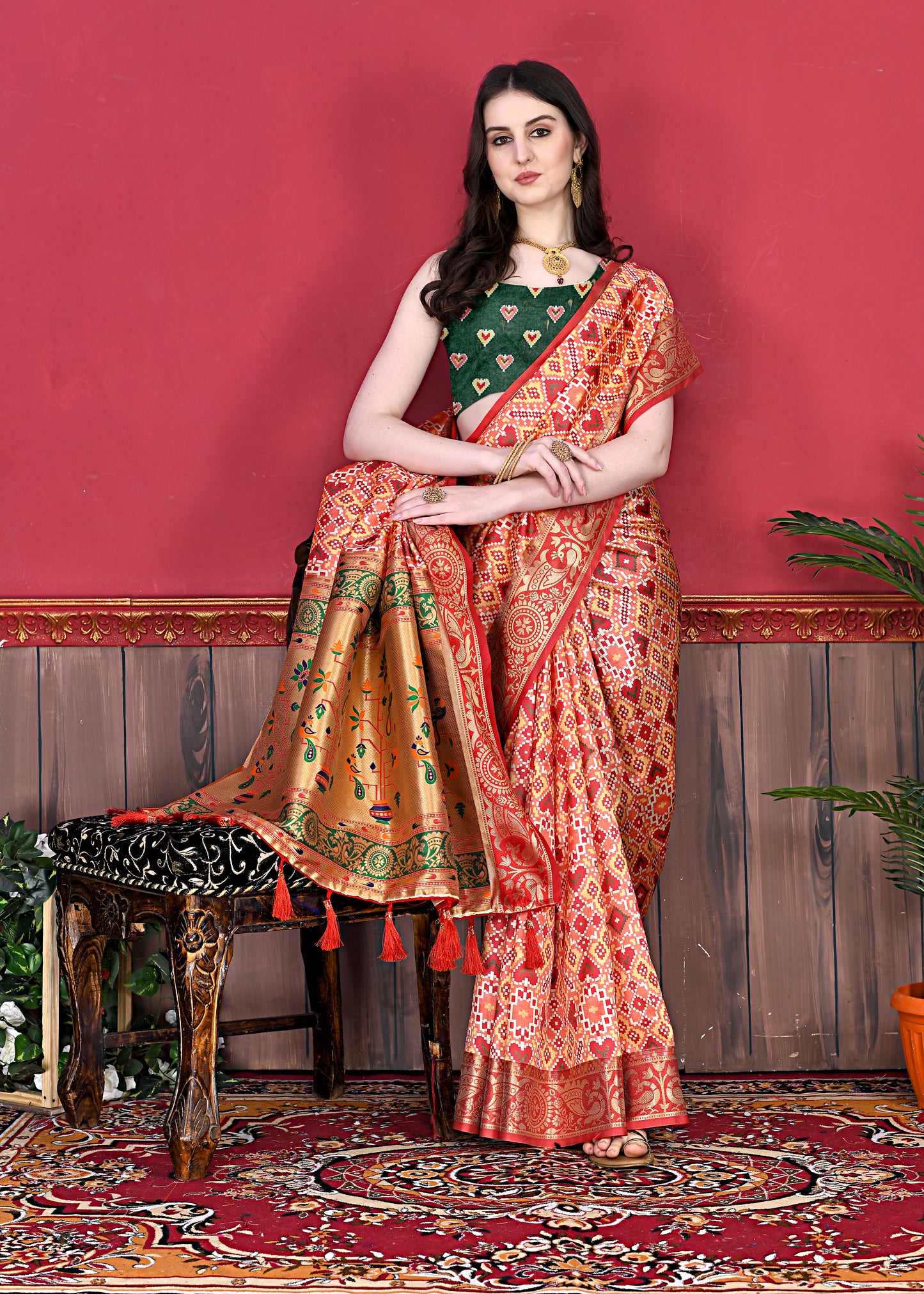 Soft  Pethani silk saree with Patola Print all over the saree