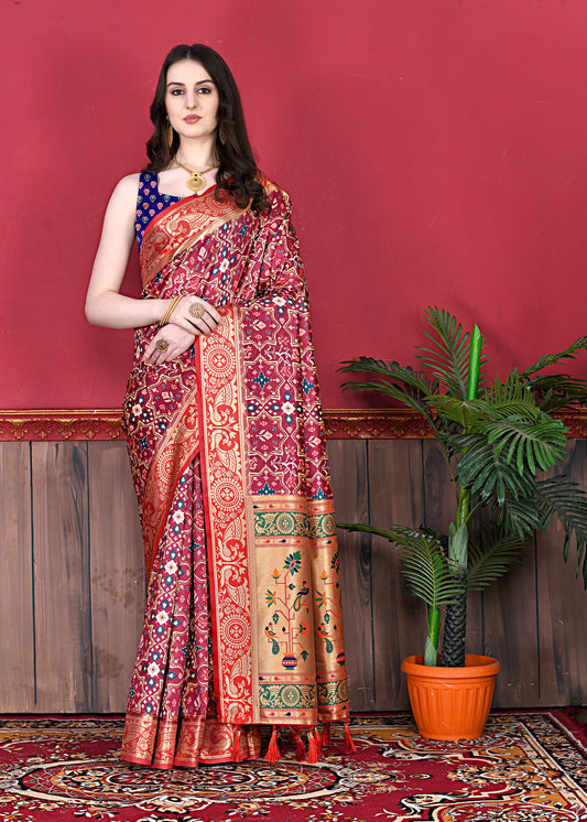 Soft  Pethani silk saree with Patola Print all over the saree