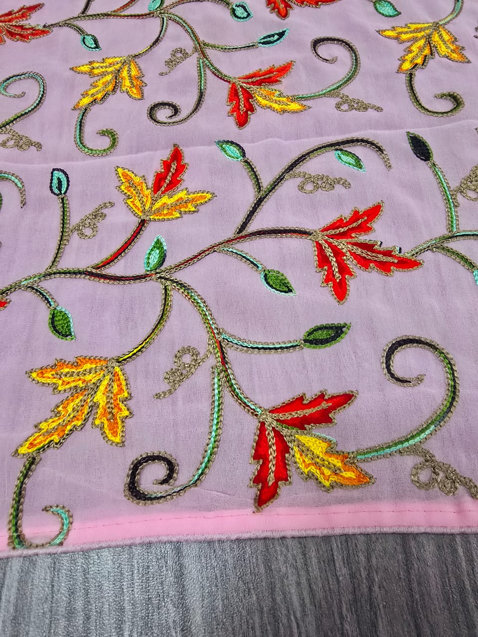 New Fancy Georgette Baby Pink Embroidery Dupatta