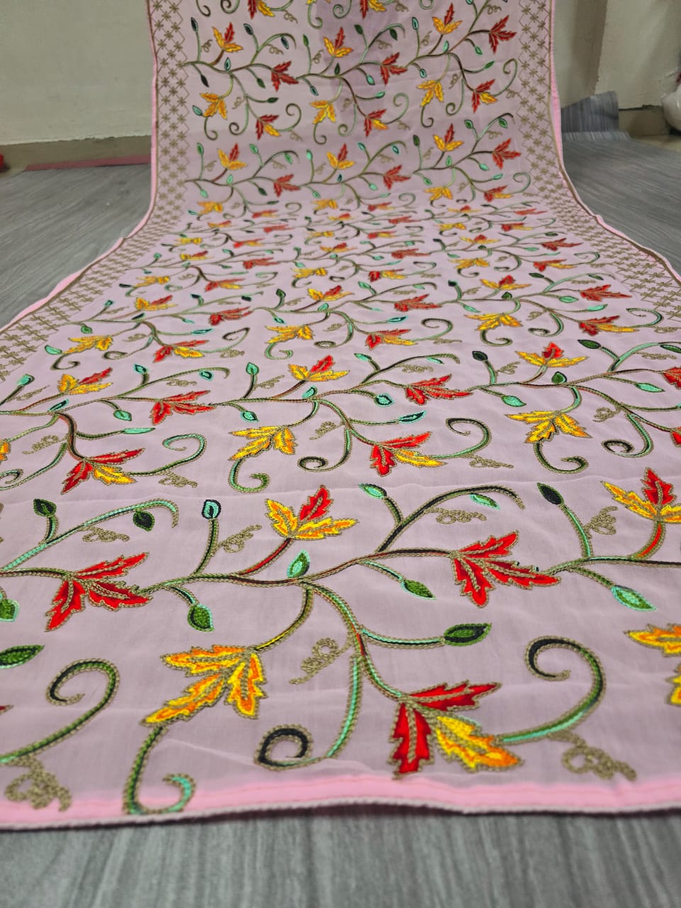 New Fancy Georgette Baby Pink Embroidery Dupatta