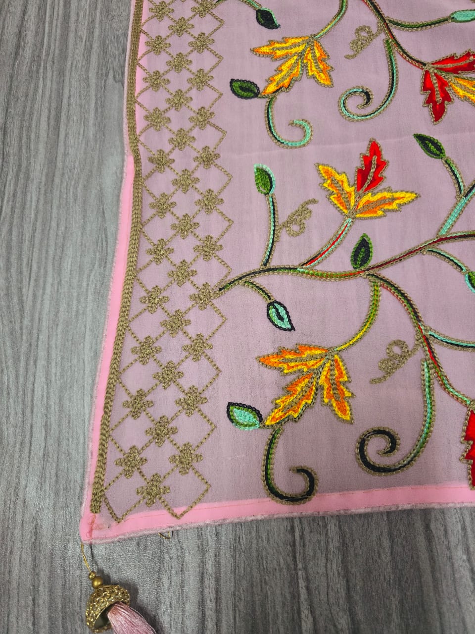 New Fancy Georgette Baby Pink Embroidery Dupatta