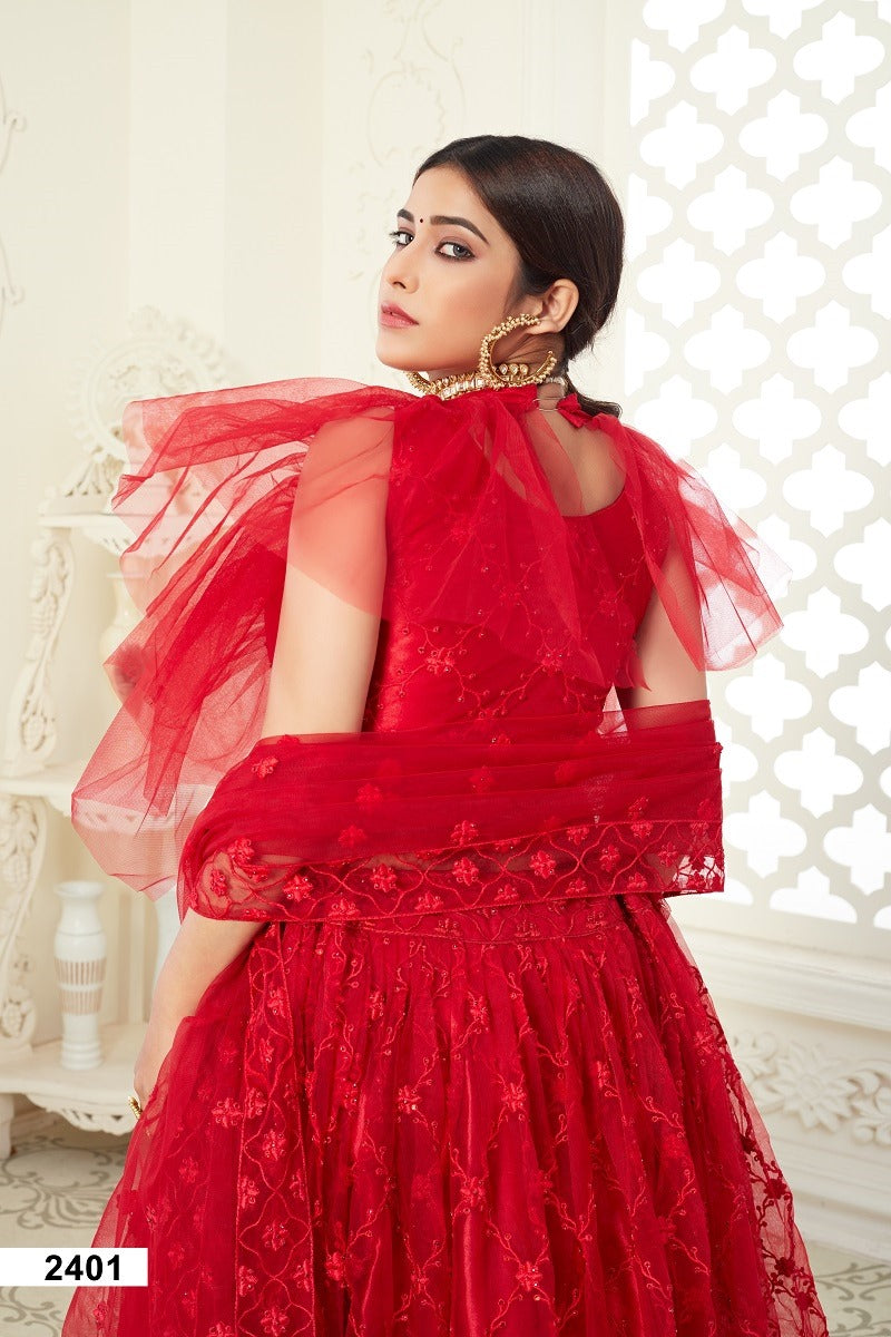Semi Stich Butterfly Net Full Embroidery Lehenga Choli