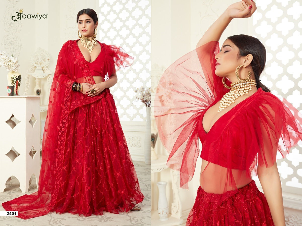 Semi Stich Butterfly Net Full Embroidery Lehenga Choli