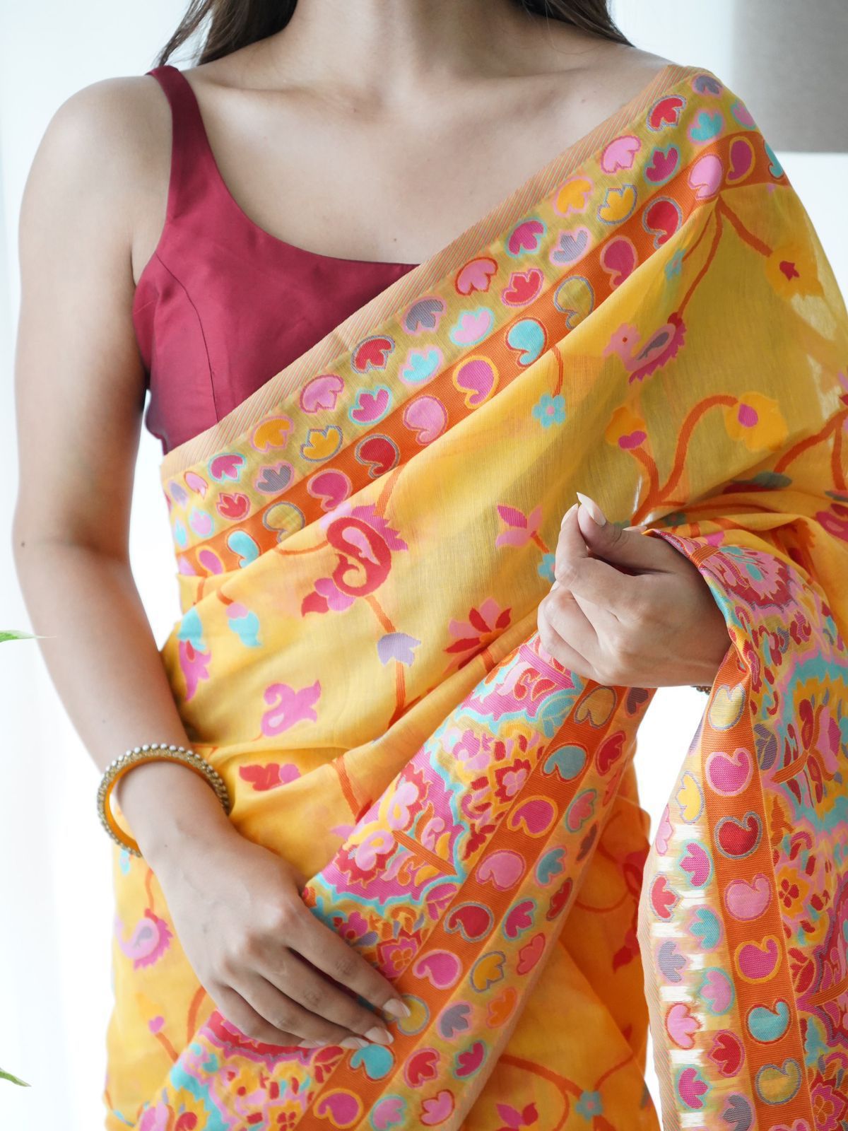 KASHMIRI PASMINA KACHI WORK SAREE