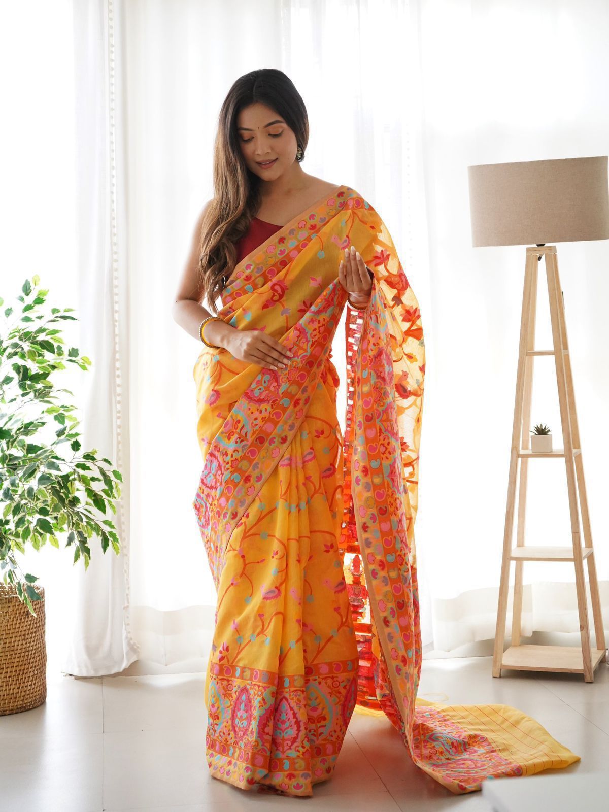 KASHMIRI PASMINA KACHI WORK SAREE