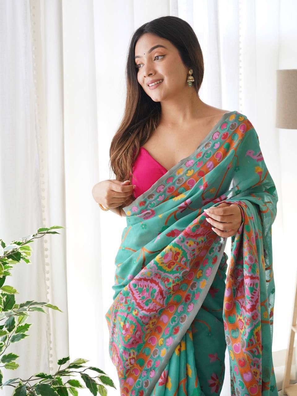 KASHMIRI PASMINA KACHI WORK SAREE