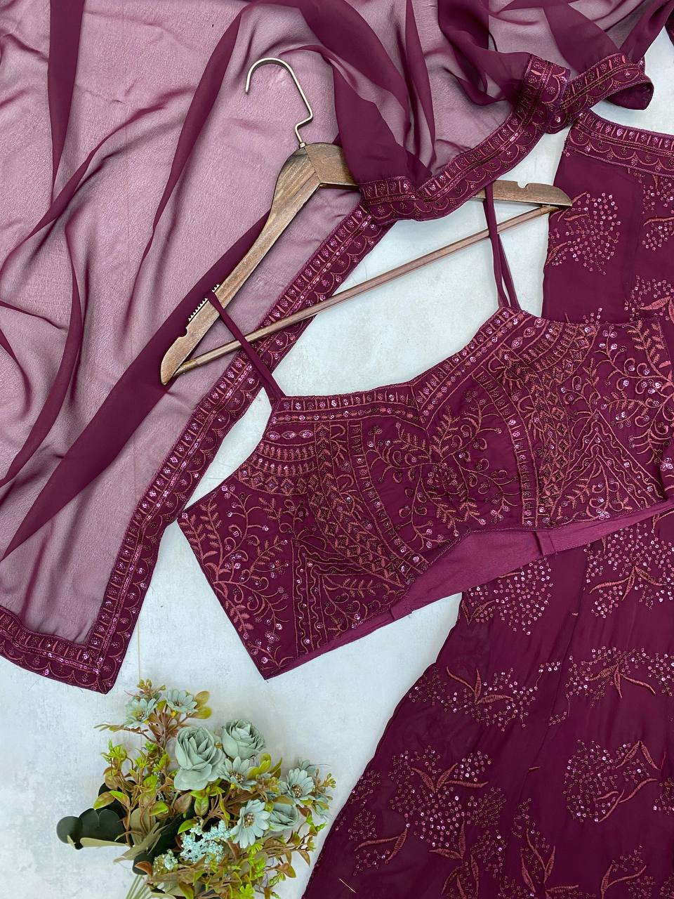 Georgette With Sequance Embroidery Lehenga Choli Set