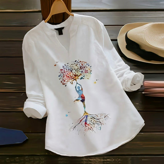 Women V Neck White Top